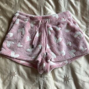 Women's Plush Pink Heart Athletic Shorts